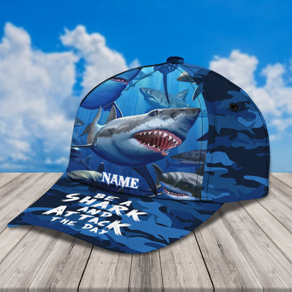 3D Classic Cap Shark 2 Personalized Name Cap Tendpins CA1370