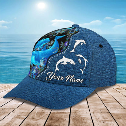 3D Classic Cap Love Dolphins Personalize Name Cap03 Tendpins CA1911