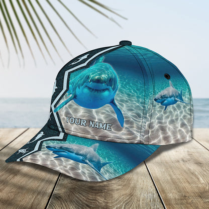 3D Classic Cap Shark Personalized Name Cap Ocean Hat Gift For Shark Lovers Tendpins CA2176