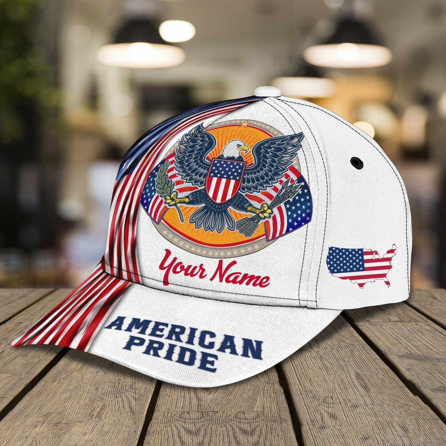 3D Classic Cap American Pride Personalized Name Cap 300 Tendpins CA1874