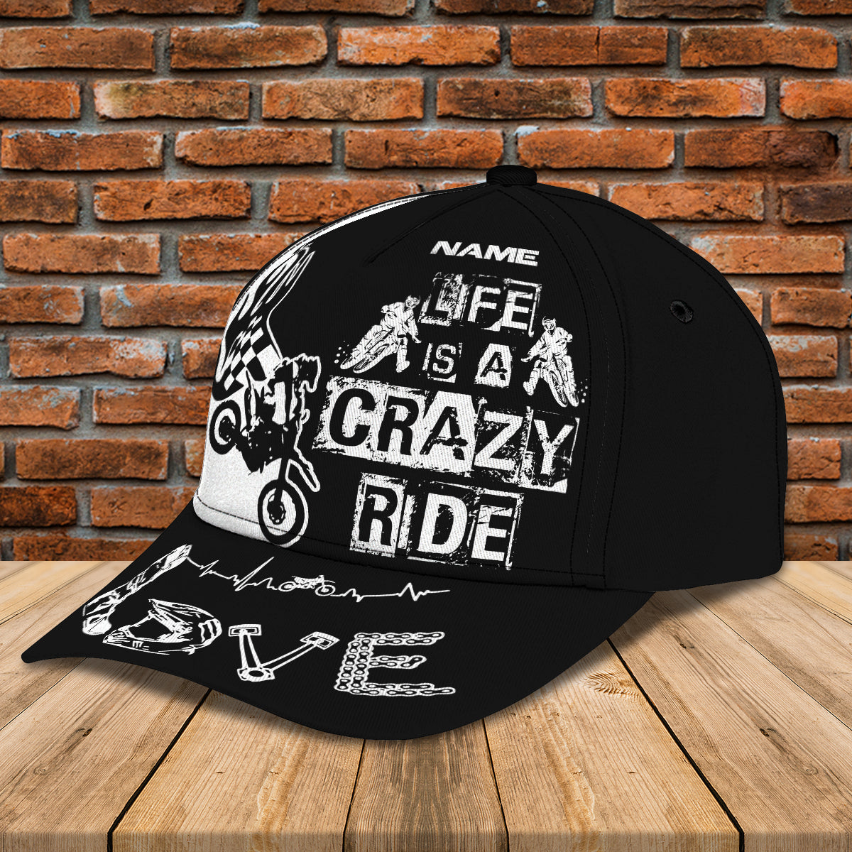 3D Classic Cap Motorcycle Racing Personalized Name Cap 65 Tendpins CA1099