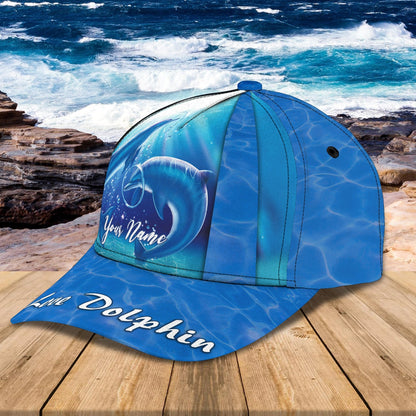 3D Classic Cap Love Dolphin Personalize Name Cap02 Tendpins CA1849