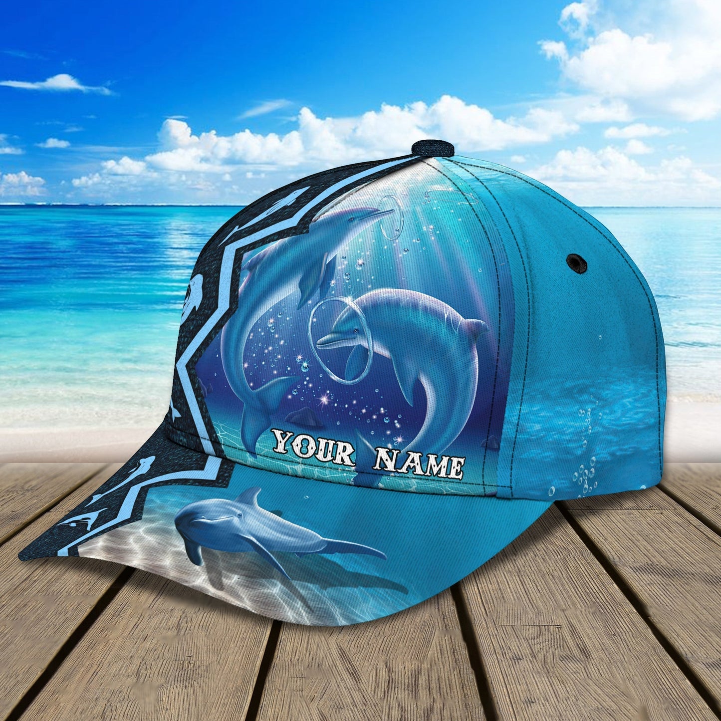 3D Classic Cap Dolphin 01 Personalized Name Cap Tendpins CA1912