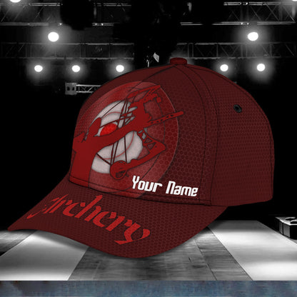 3D Classic Cap Archery Red Personalized Name Cap 45 Tendpins CA2032