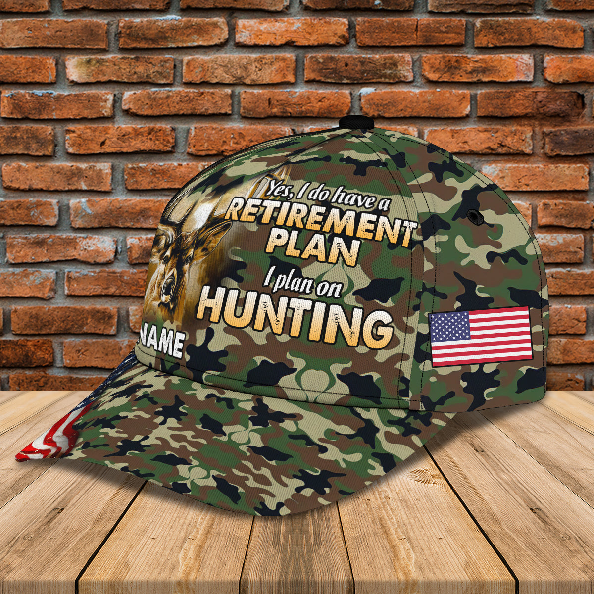 3D Classic Cap American Deer Hunting 3Personalized Name Cap Tendpins CA1582