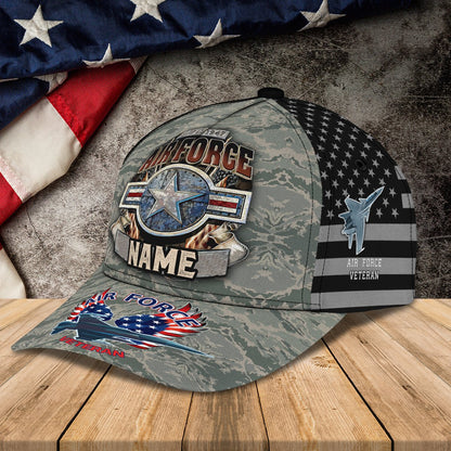 3D Classic Cap Air Force Veteran 2 Personalized Name Cap 430 Tendpins CA1887