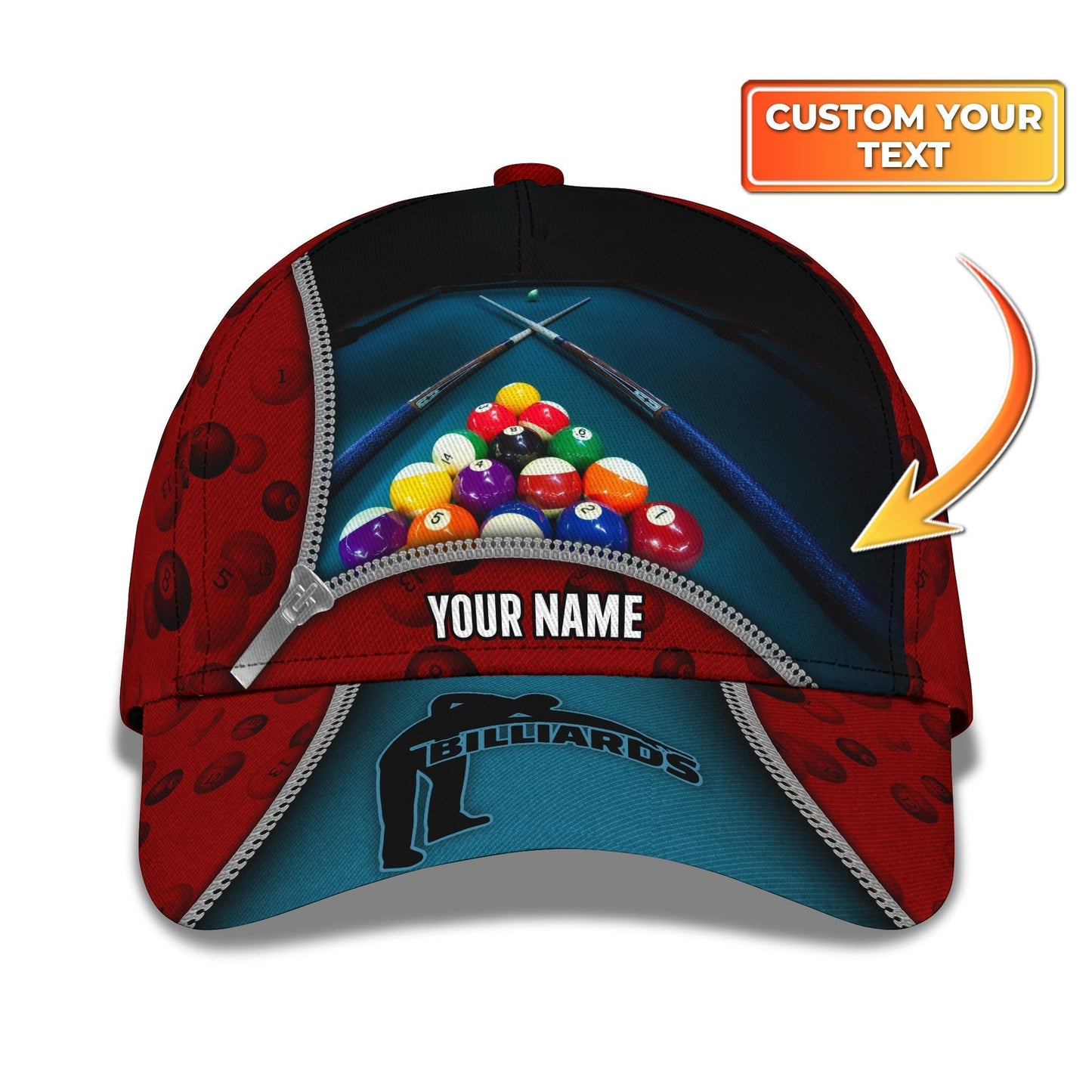 3D Classic Cap Billiard Personalized Name Cap 836 Tendpins CA2102