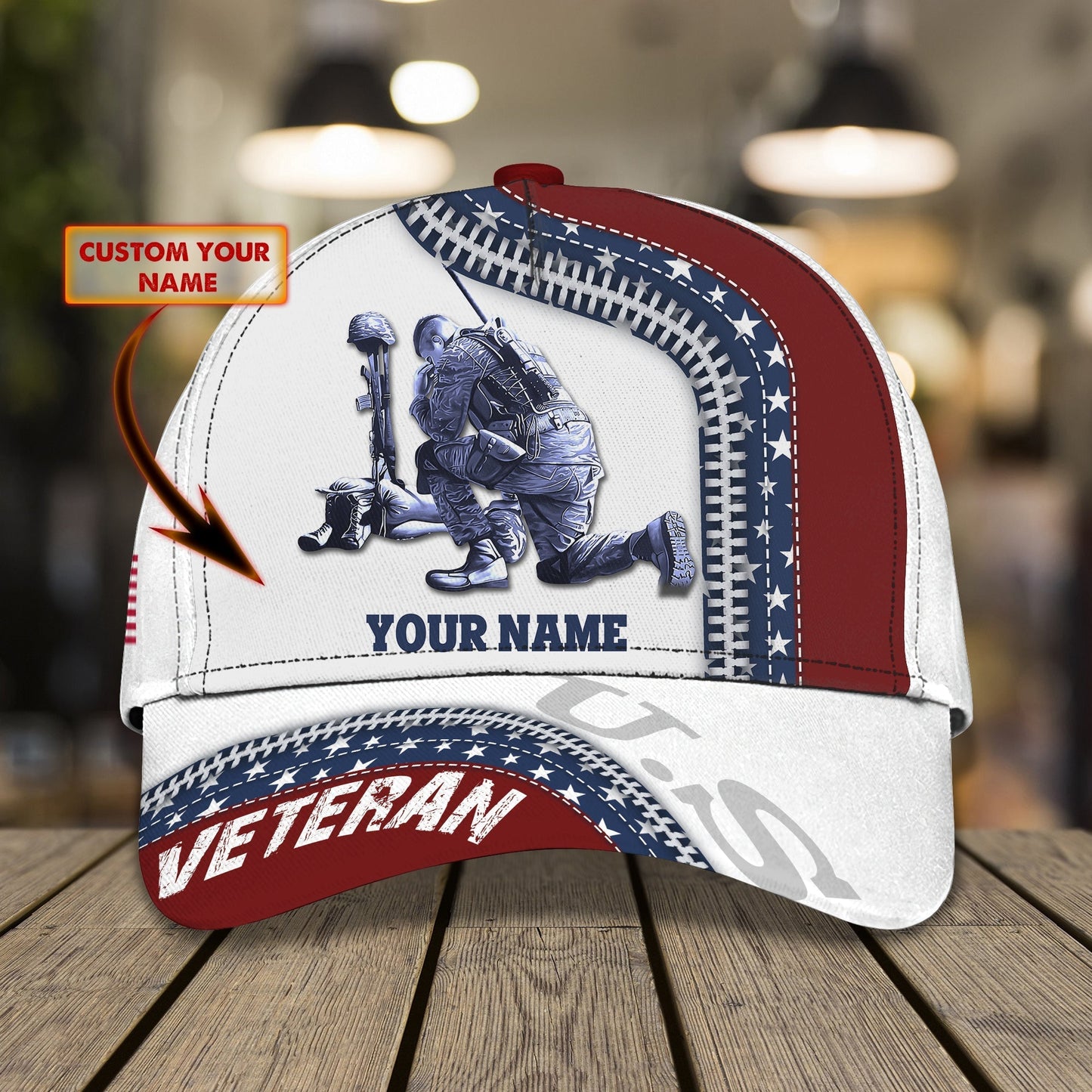 3D Classic Cap Veteran Personalized Name Cap 2 Tendpins CA1539