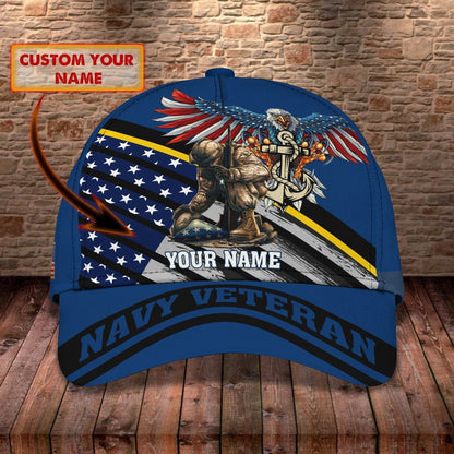 3D Classic Cap Navy Veteran Personalized Name Cap 01Tendpins CA2334