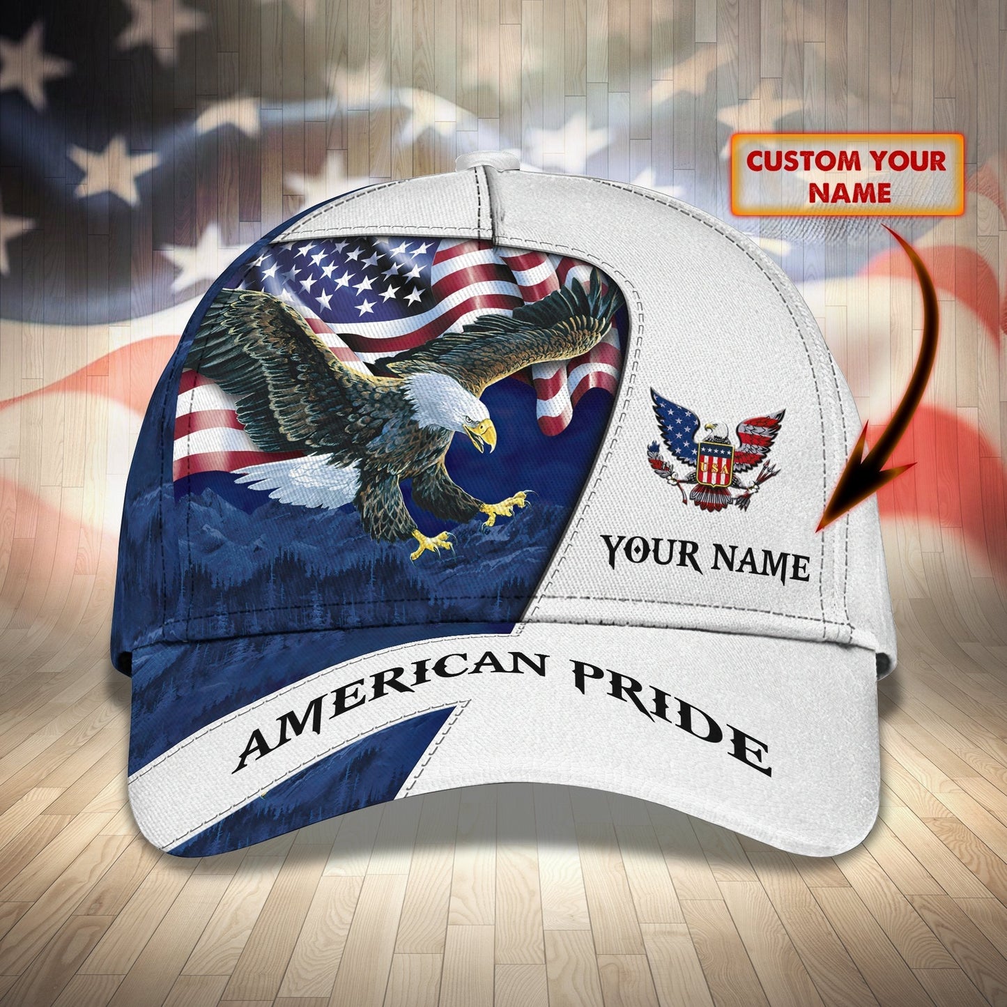 3D Classic Cap America Pride Personalized Name Cap Fuly Tendpins CA1946