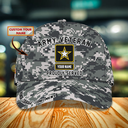 3D Classic Cap Army Veteran Personalized Name Cap 37 Tendpins CA1014