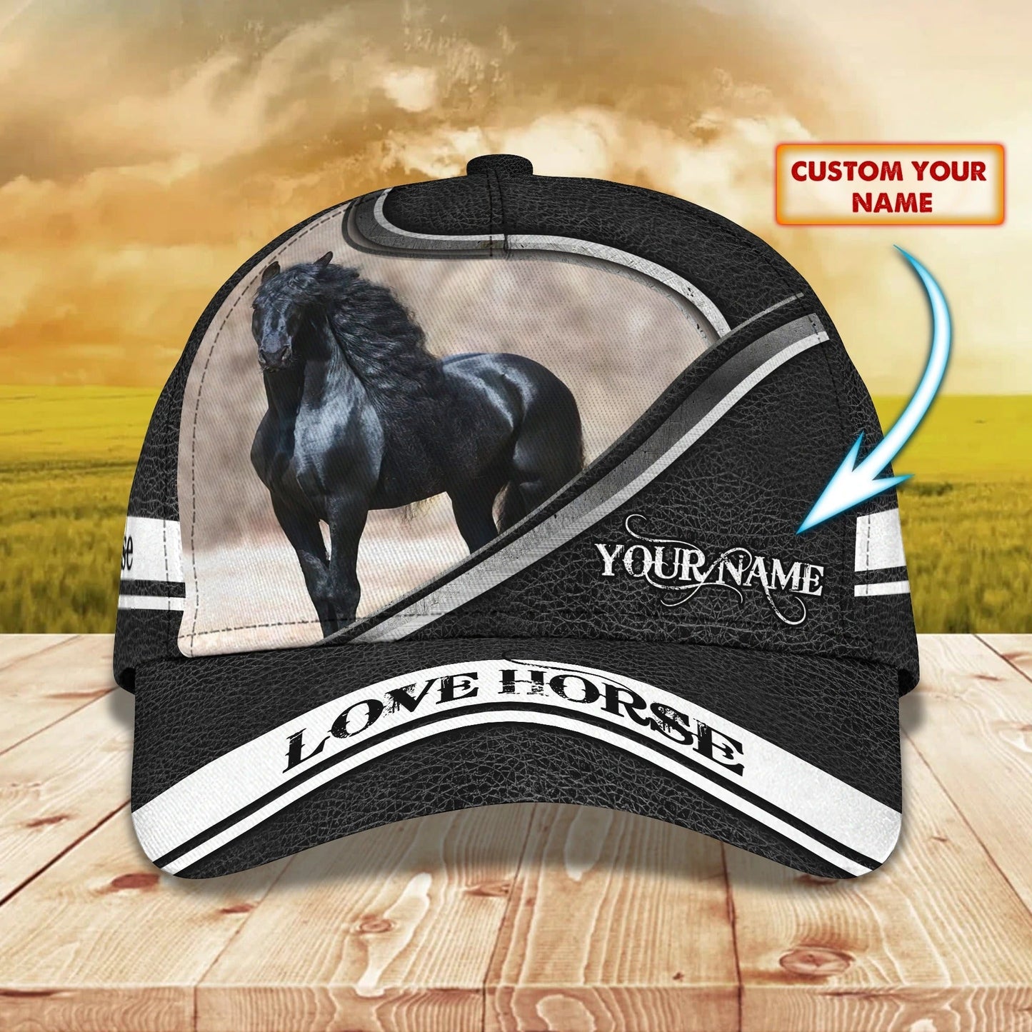 Tendpins Premium Unique 3D Full Print Baseball Horse Cap, Custom Name Classic 3D Hat Cap For Horse Lovers CO0401