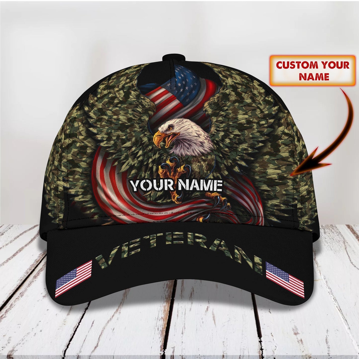 3D Classic Cap Veteran Personalized Name Cap 07 Tendpins CA1674