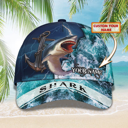 3D Classic Cap Shark 104 Personalized Name Cap Tendpins CA1263