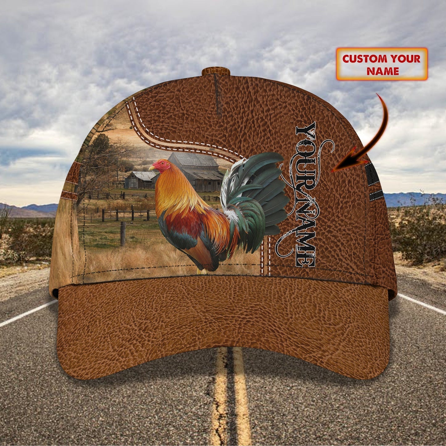 3D Classic Cap Rooster Personalized Name Cap 109 Tendpins CA1239