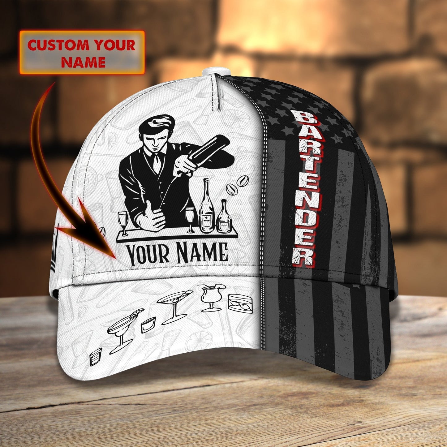 3D Classic Cap Personalized Name Cap Batender 001 Tendpins CA2048