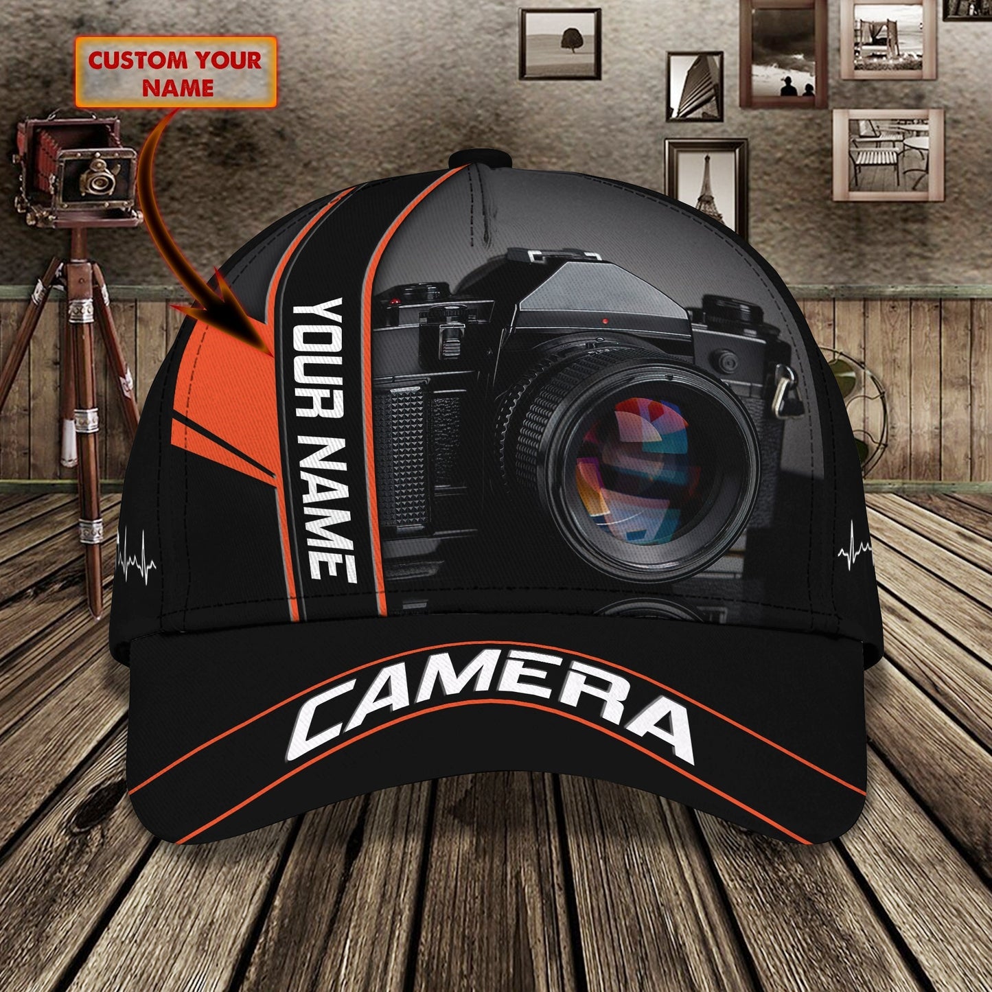 3D Classic Cap Camera Personalized Name Cap 256 Tendpins CA2381