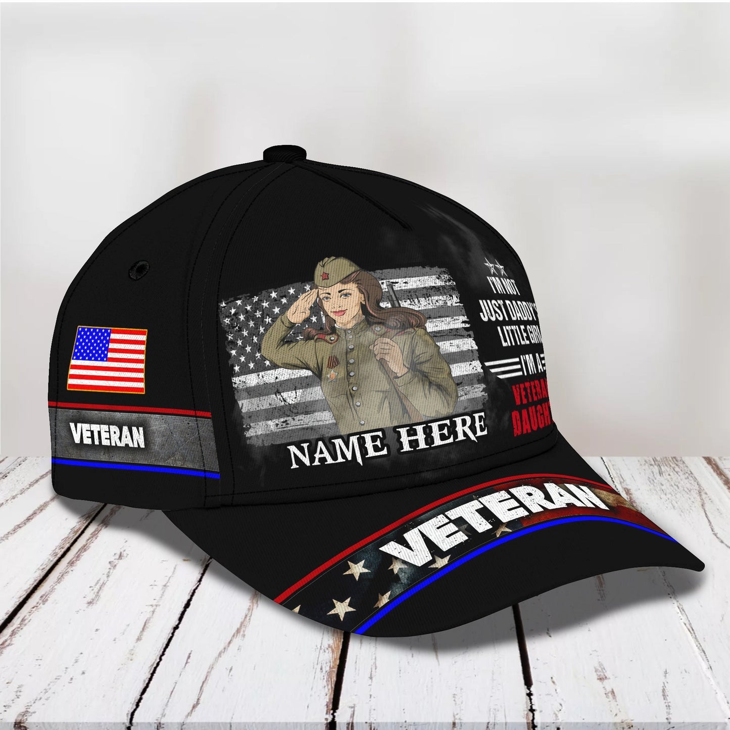 3D Classic Cap I'M A Girl Veteran Personalized Name Cap11 Tendpins CA1832