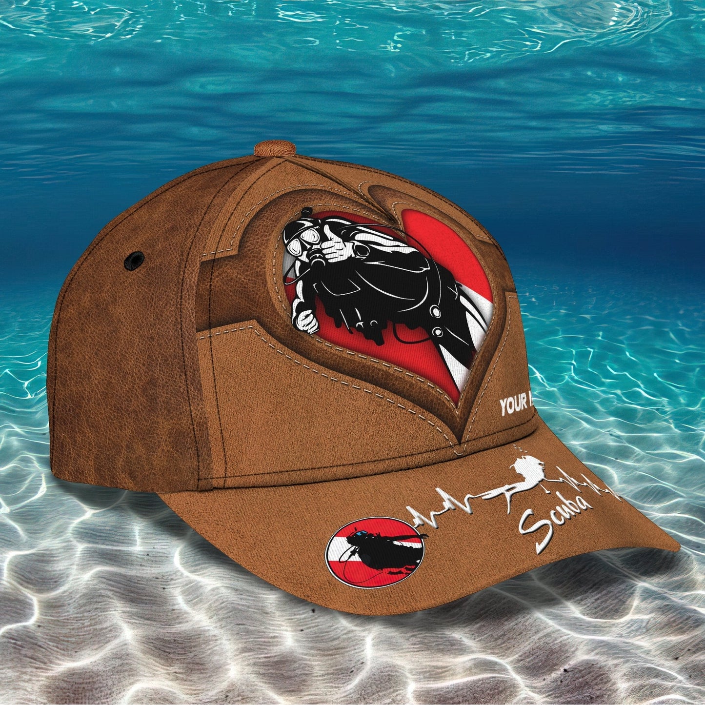 3D Classic Cap Scuba Diving 3 Personalized Name Cap Tendpins CA2009