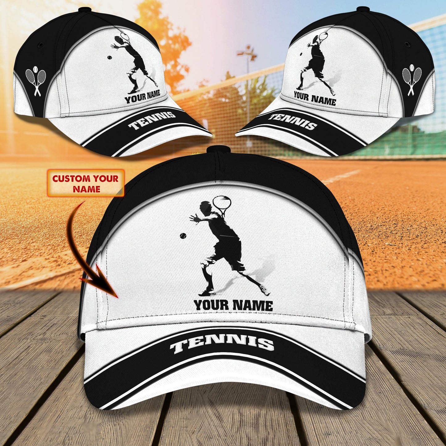 3D Classic Cap Tennis Personalized Name Cap Tendpins CA1193