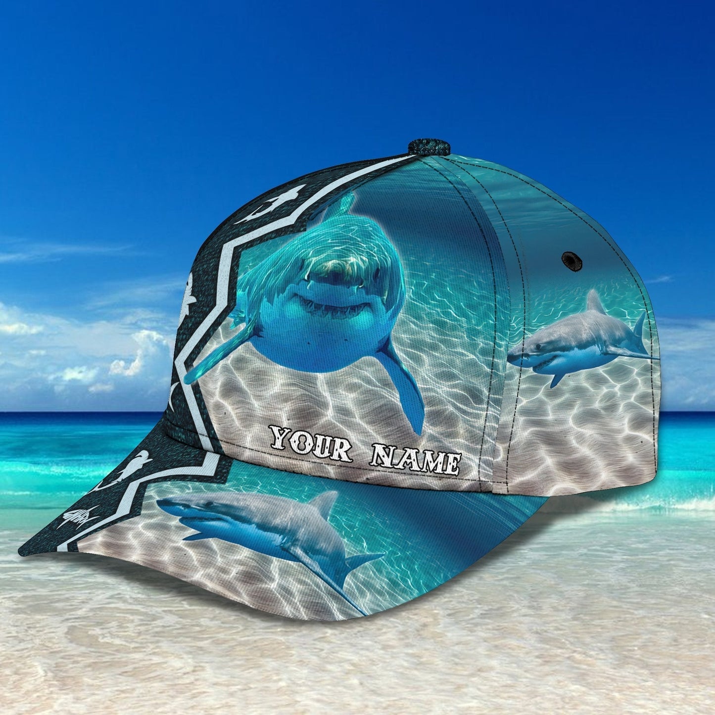 3D Classic Cap Shark 02Personalized Name Cap Tendpins CA2046