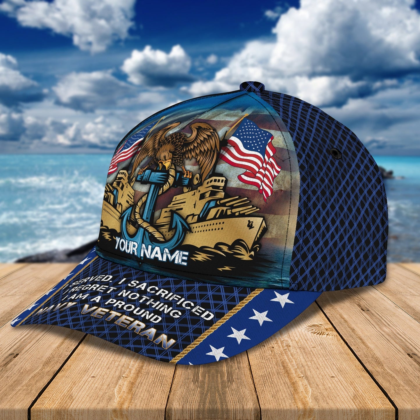 3D Classic Cap Personalized Name Cap3979 Veteran Tendpins CA1862