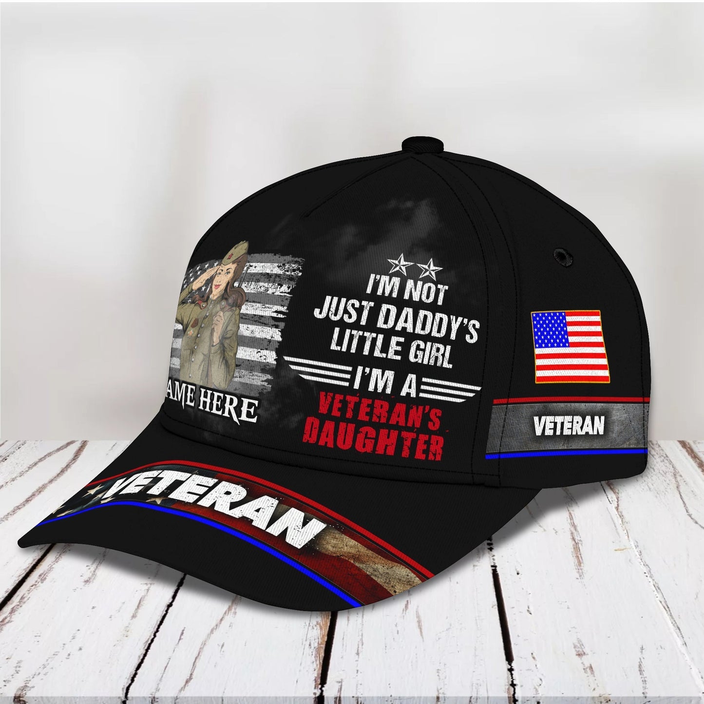 3D Classic Cap I'M A Girl Veteran Personalized Name Cap11 Tendpins CA1832