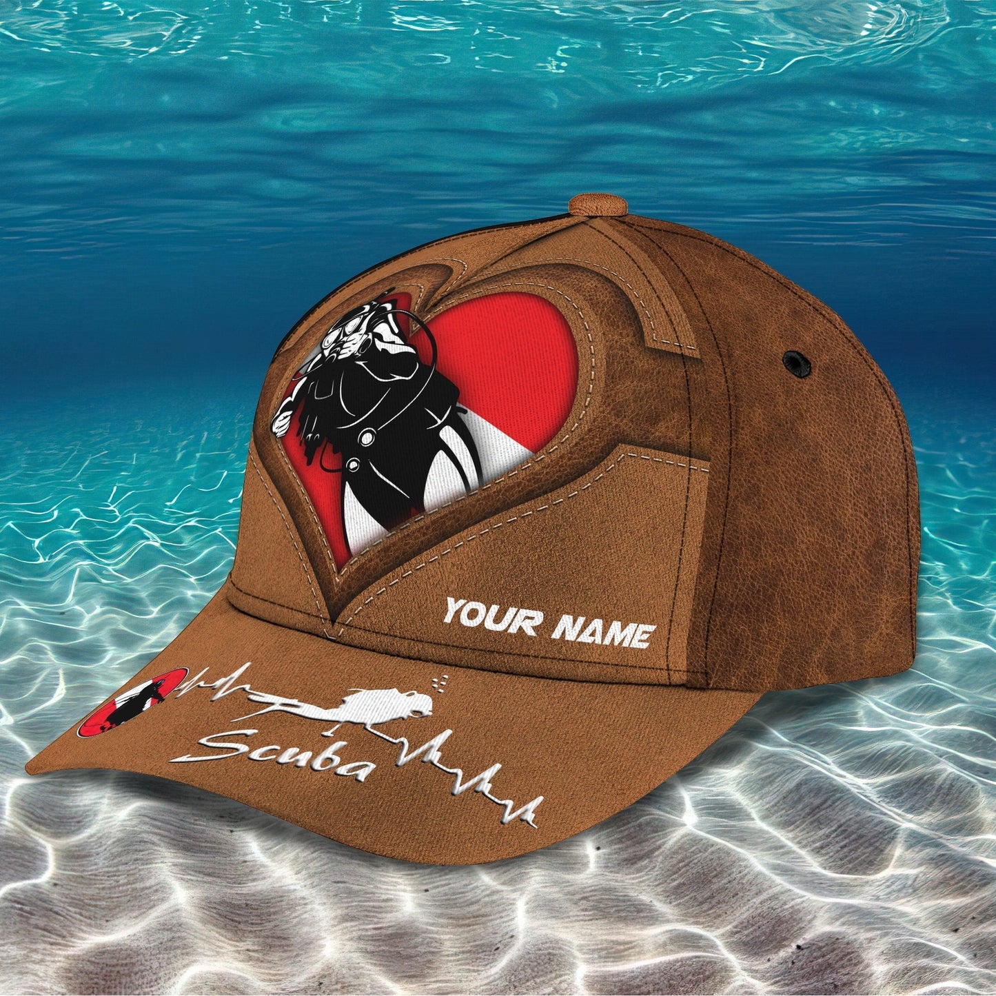 3D Classic Cap Scuba Diving 3 Personalized Name Cap Tendpins CA2009