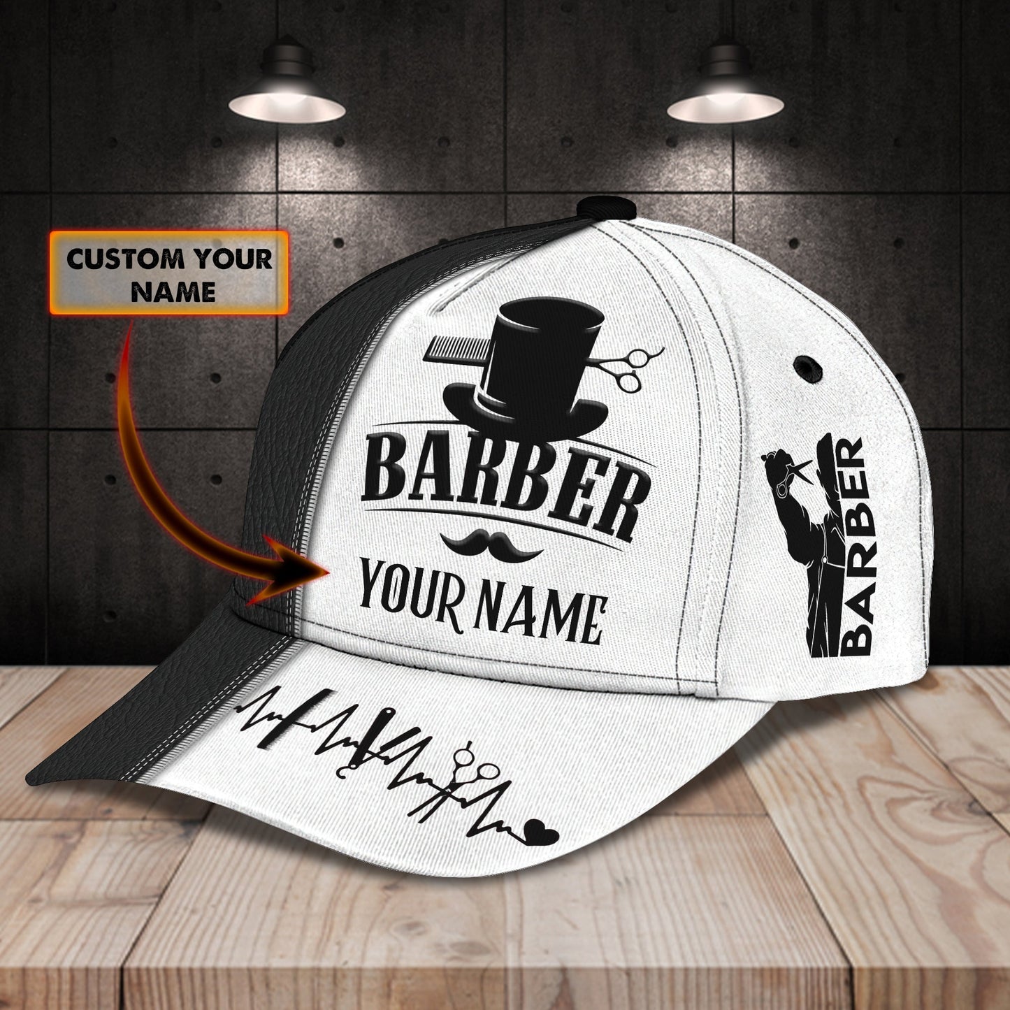 3D Classic Cap Barber2 Personalized Name Cap Tendpins CA0916