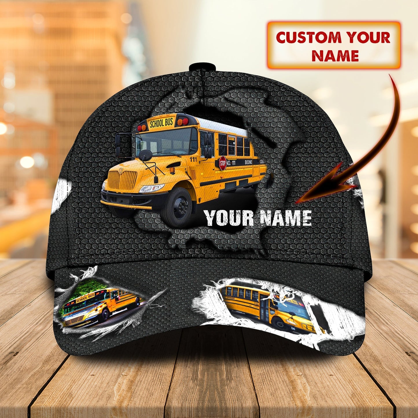 3D Classic Cap Bus Driver 12 Personalized Name Cap Tendpins CA0682