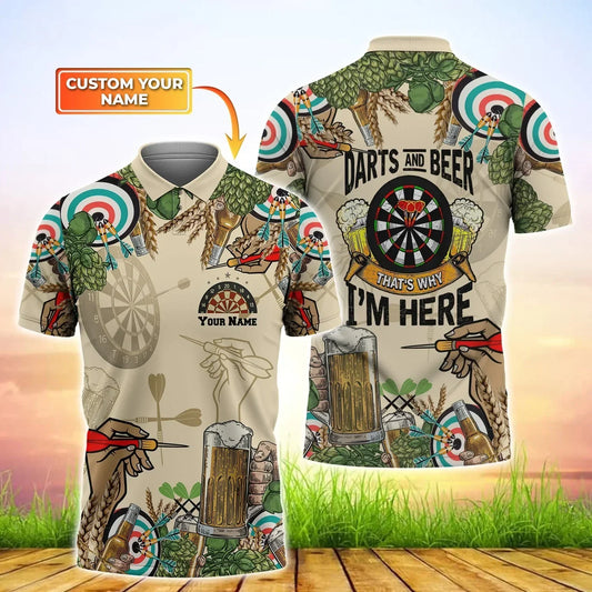 Dart and Beer That's Why I'm Here Polo Shirt, 3D T Shirts Love Dart Gifts DMO0149