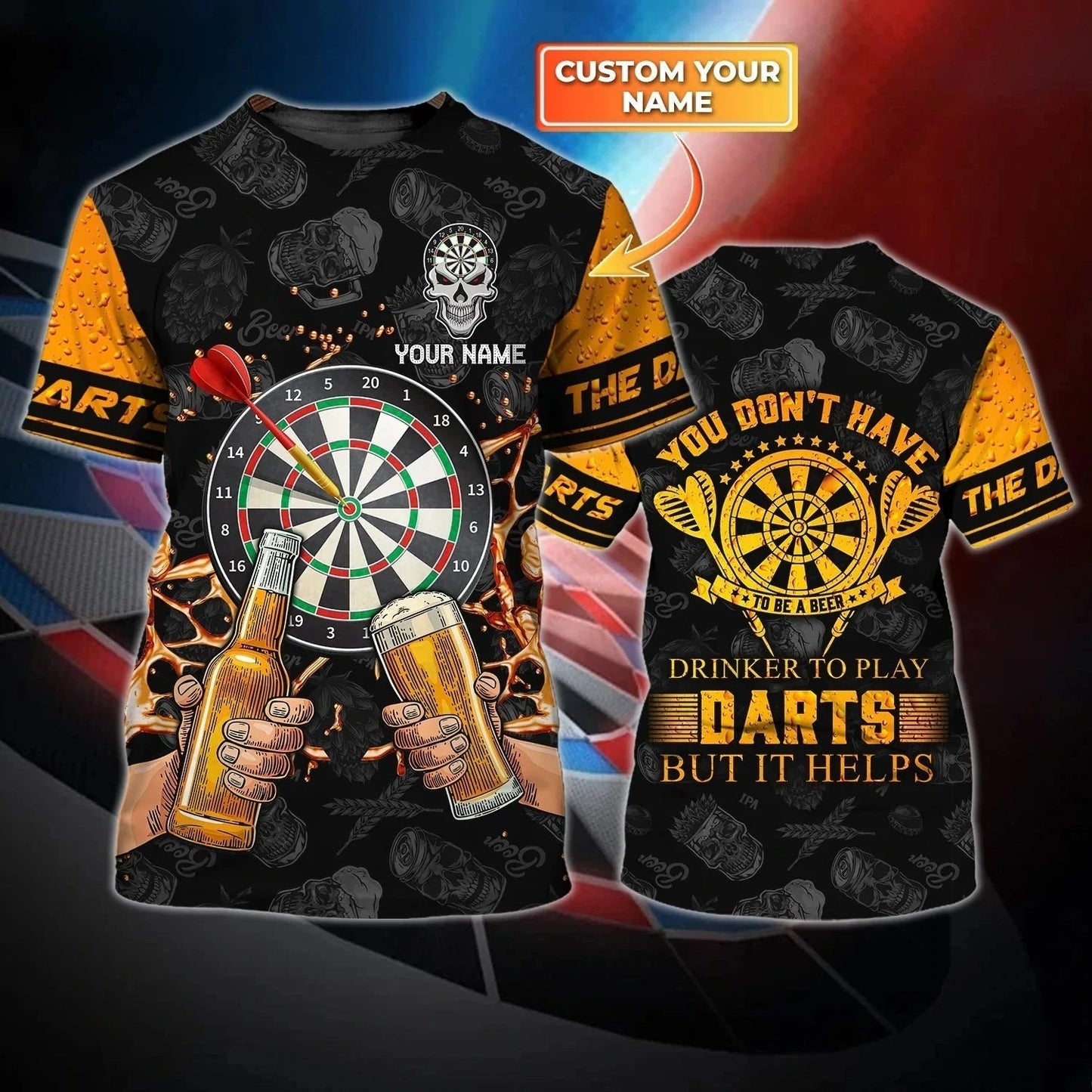 Customized With Name Dart And Beer 3D Full Printed T Shirt, Dart And Beer That Is Why I Am Here, Dart Shirt TO2856