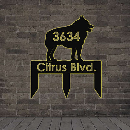 Schipperke Puppy Address Stake Metal Sign, Personalized Address Metal Sign, Gift For Dog Lover CN2160