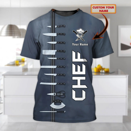 Personalized Name 3D Chef, Master Chef Tshirt, Best Gift For Cooking Lover, 3D Full Print Cooker Shirt, Chef Shirt TO0259