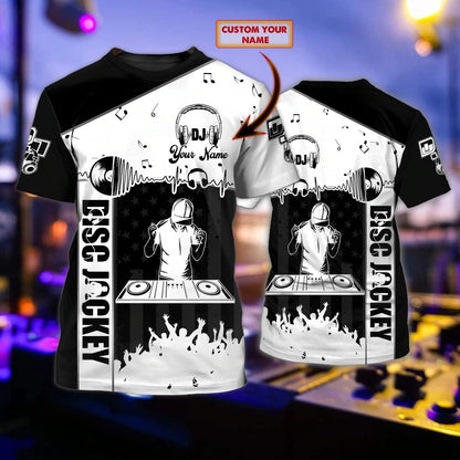 Custom With Name Dj 3D T Shirt, Disco Night Live Dj Music Dance Never End, I Love Dj 3D Shirts, Dj Musican Lover Gift TO0020