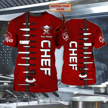 Personalized Name 3D Chef, Master Chef Tshirt, Best Gift For Cooking Lover, 3D Full Print Cooker Shirt, Chef Shirt TO0259