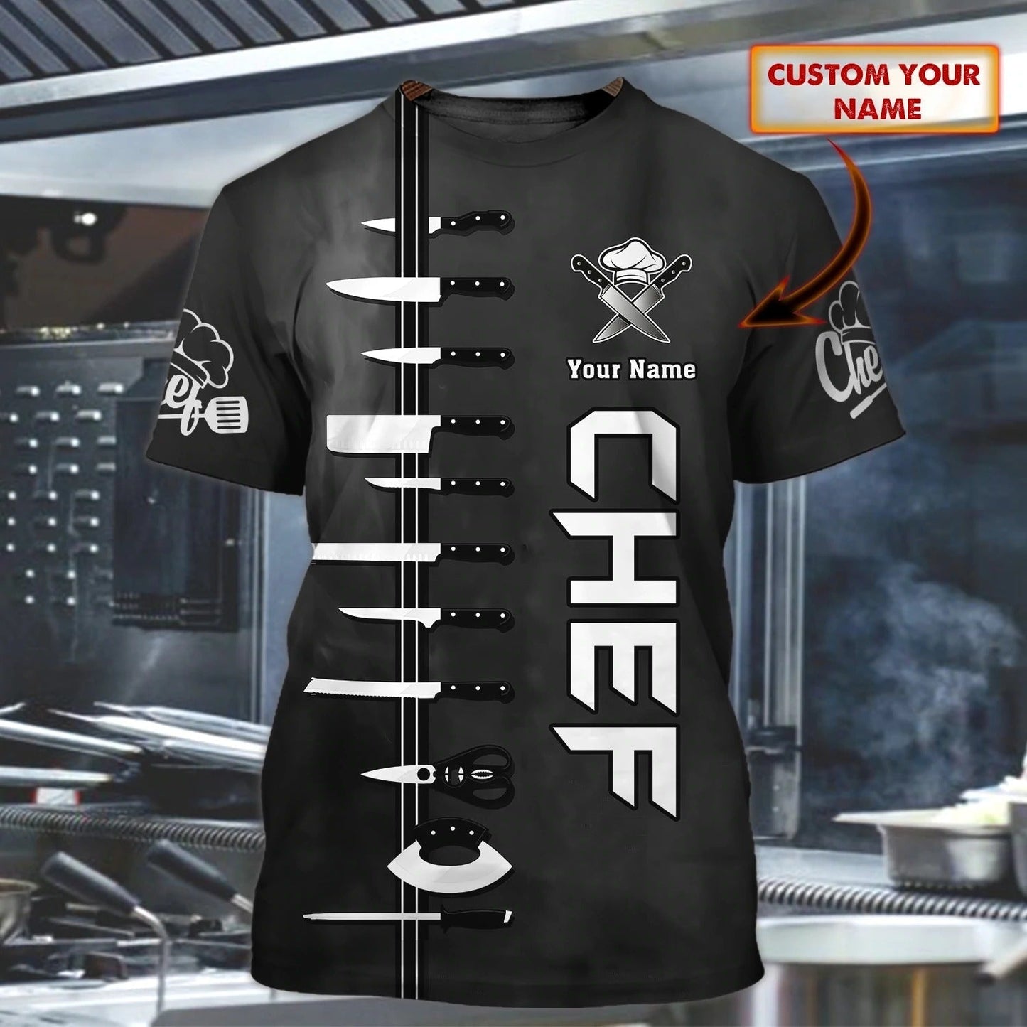 Personalized Name 3D Chef, Master Chef Tshirt, Best Gift For Cooking Lover, 3D Full Print Cooker Shirt, Chef Shirt TO0259