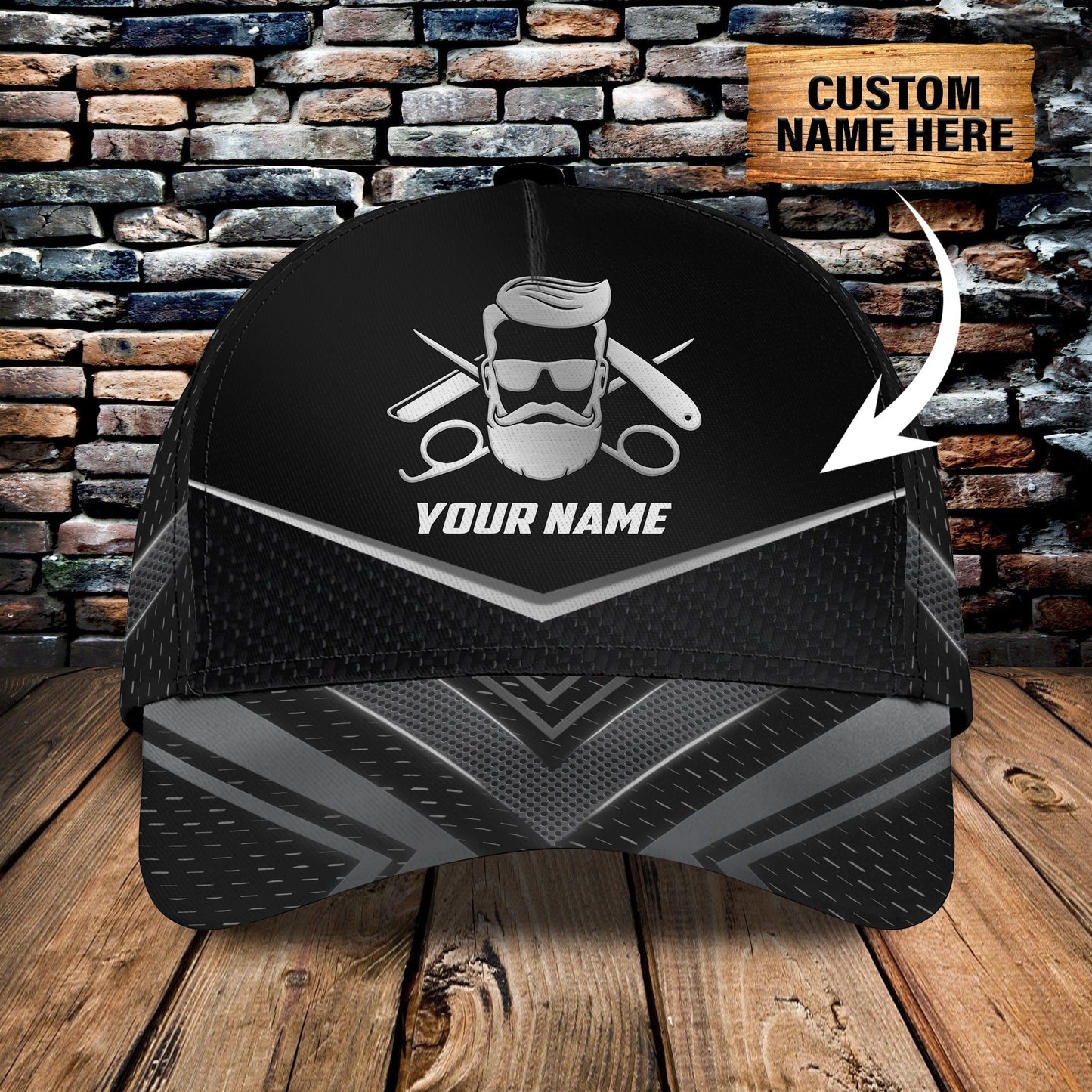 3D Classic Cap Barber Personalized Name Cap Tendpins CA1070