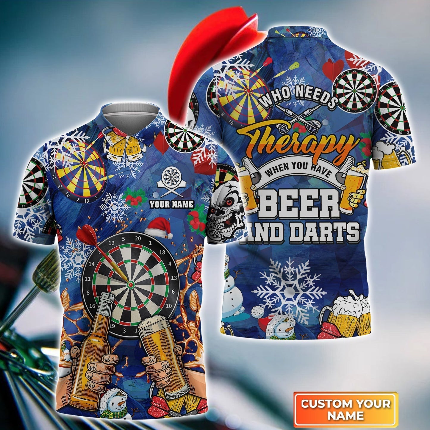 Tendpins Who Needs Therapy When You Have Beer And Darts Christmas Gift Personalized 3D All Over Printed Shirt DMA0226