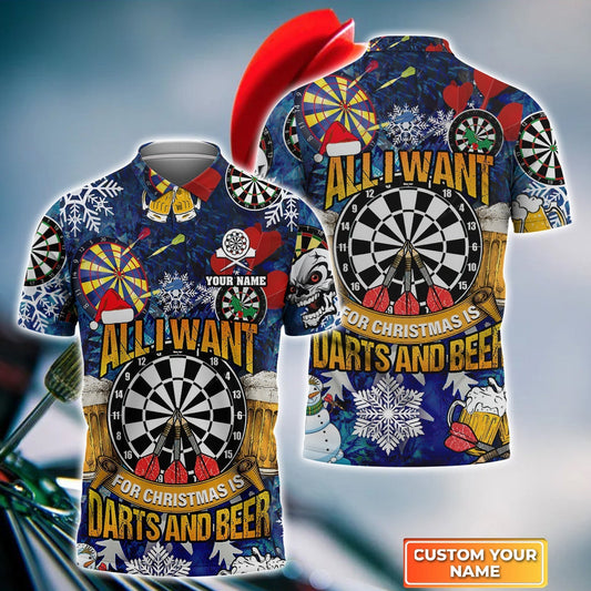 Tendpins All I Want For Christmas Is Darts And Beer Personalized 3D All Over Printed Shirt DMA0228