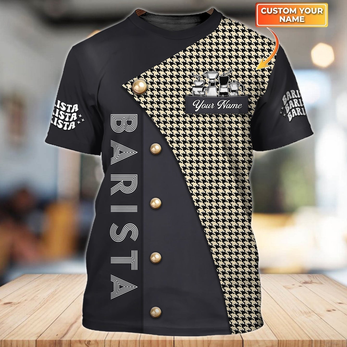 Customized Name Barista T Shirt 3D All Over Print Shirt For Barista Uniform Gift For Barista Bartender TO1748