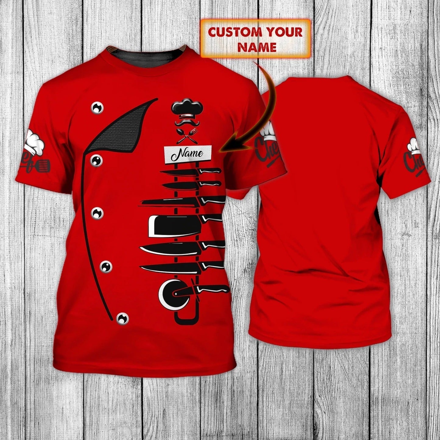 Personalized Name 3D Chef, Master Chef Tshirt, Best Gift For Cooking Lover, 3D Full Print Cooker Shirt, Chef Shirt TO0259