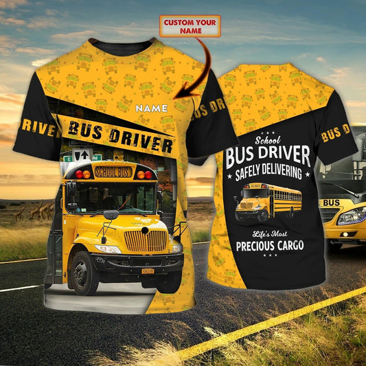 Custom 3D School Bus Driver Shirt, Safely Delivering School Shirts Men Women, School Driver Gifts TO2259