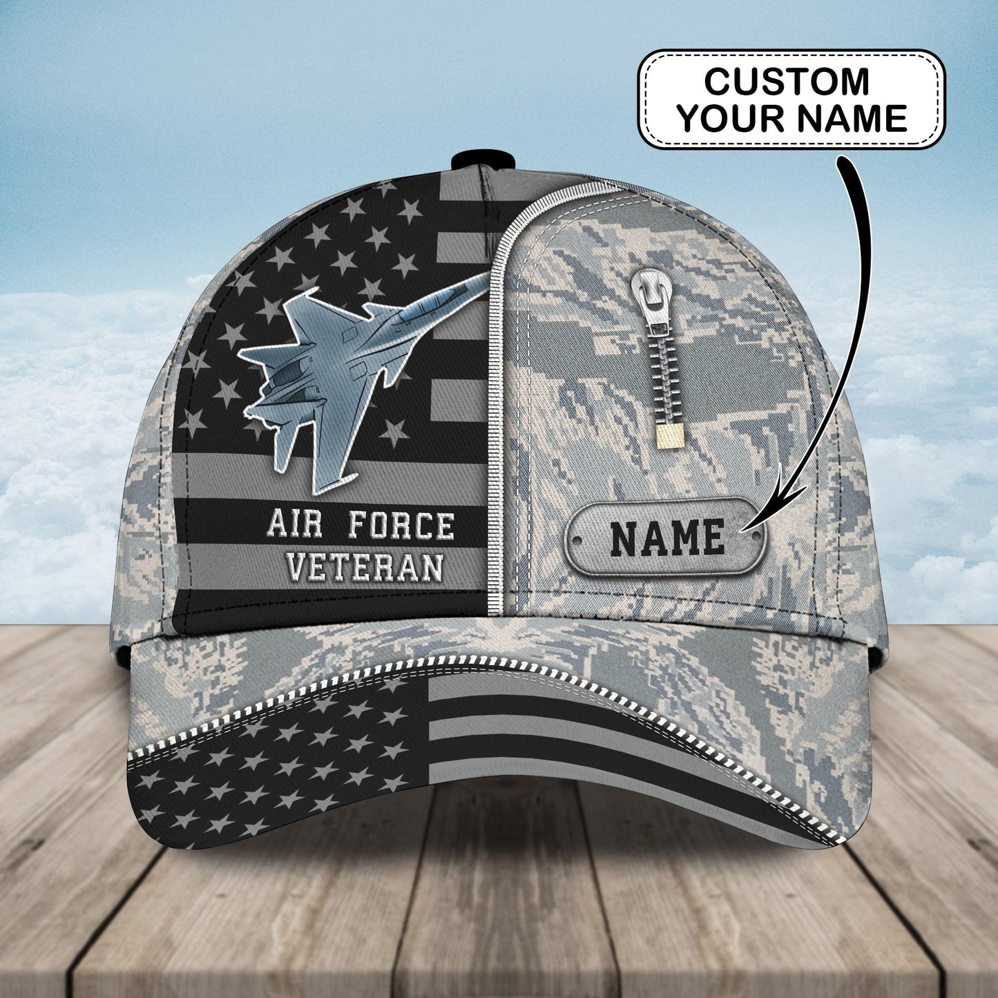 3D Classic Cap Air Force Veteran Personalized Name Cap 322 Tendpins CA1888