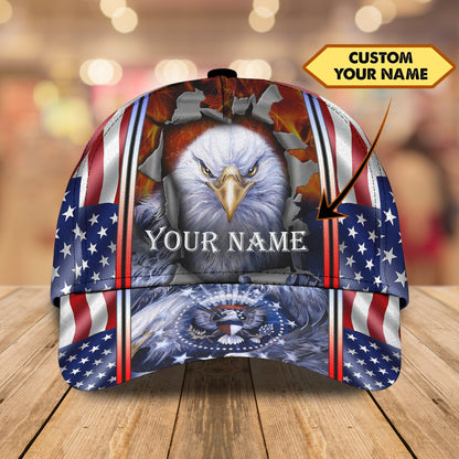 3D Classic Cap America Egagle Personalized Name Cap 01 Tendpins CA1814