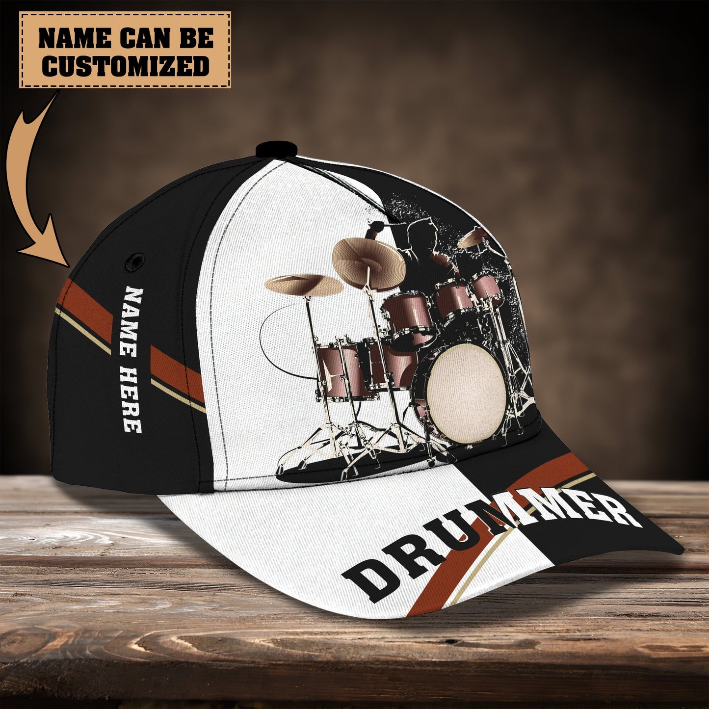 3D Classic Cap Drum 01 Personalized Name Cap Tendpins CA0642