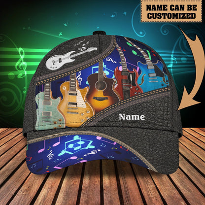 3D Classic Cap I Love Guitar Personalized Name Cap Tendpins CA0600