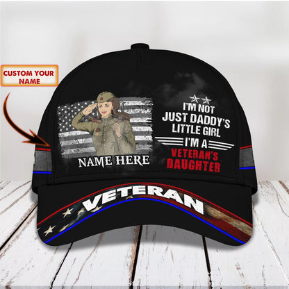 3D Classic Cap I'M A Girl Veteran Personalized Name Cap11 Tendpins CA1832