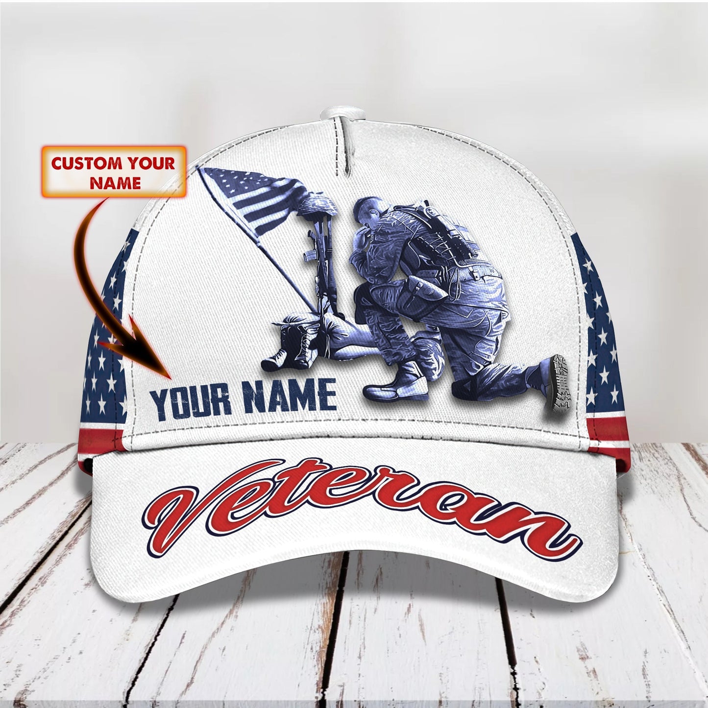 3D Classic Cap Veteran2 Personalized Name Cap Tendpins CA1541