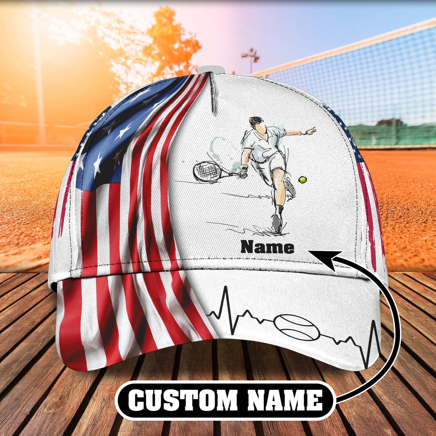 3D Classic Cap Tennis personalized Name Cap Tendpins CA1196